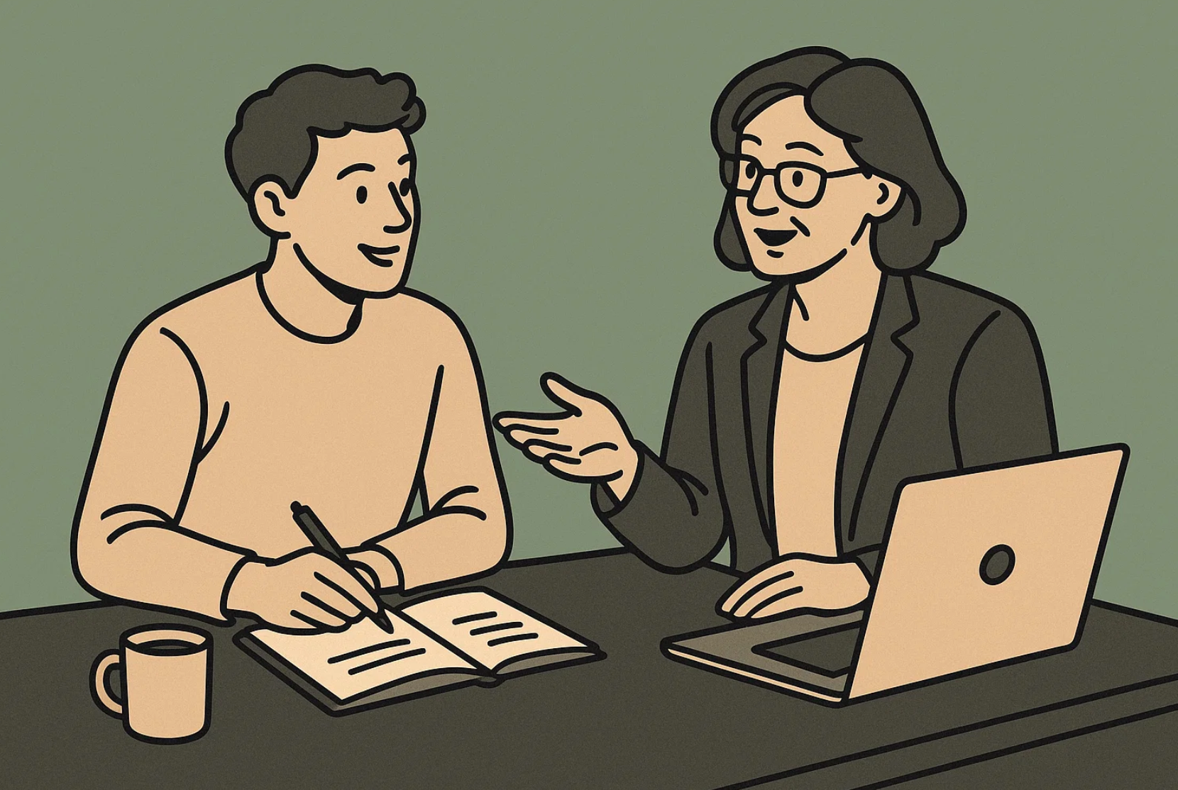 A mentor guiding a startup founder.